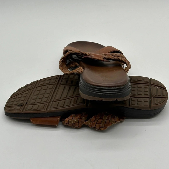 RJ COLT Vintage Mens Brown Leather Slip On Sandals Braided Leather Size 12 - Picture 10 of 10